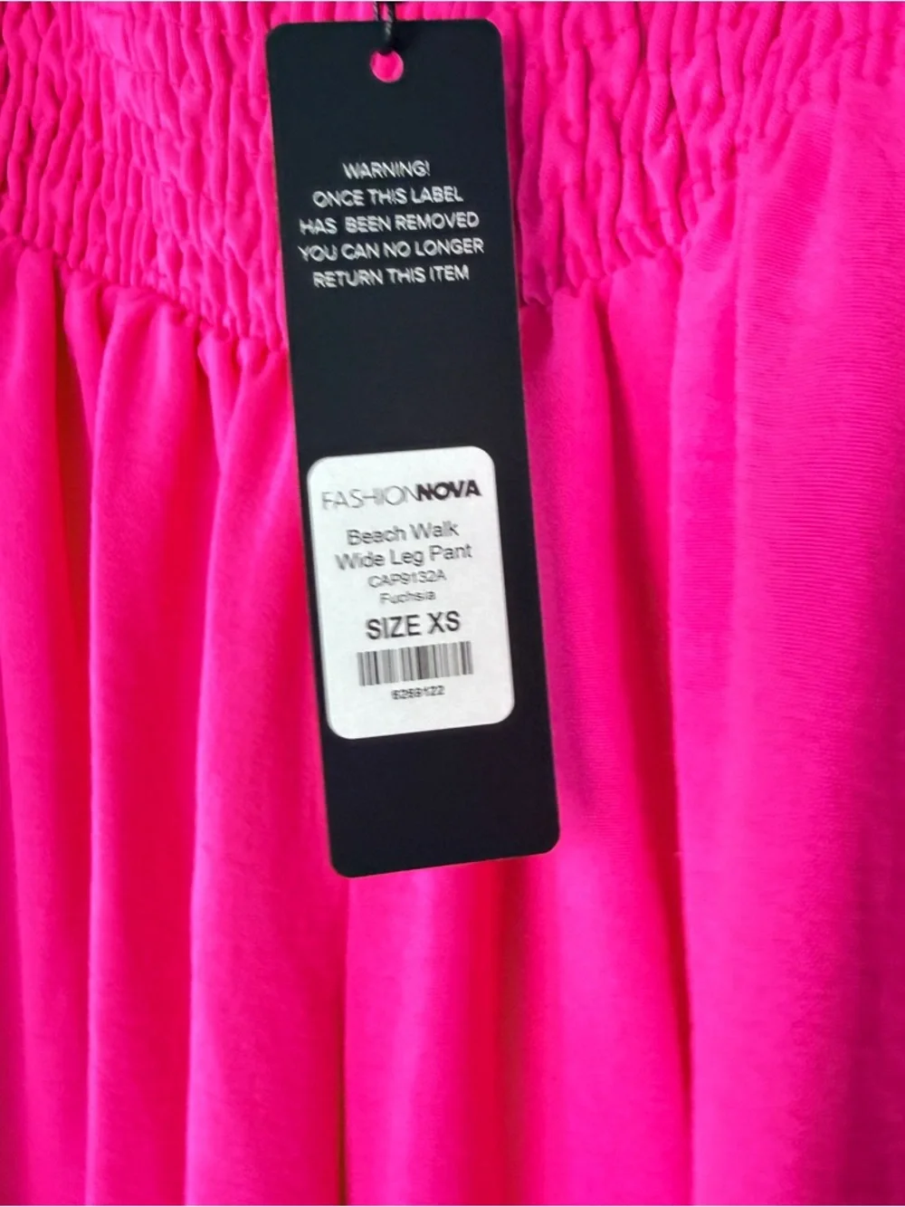 Fashion Nova Hot Pink Smocked Wide-Leg Pants